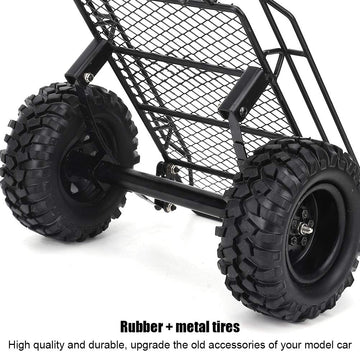 RiToEasysports RC Car Trailer, Metal RC Bucket Trailer Simulation Trailing Car for TRX4 D90 SCX10 CC01 1/10 DIY Parts 1/10 Rc Tr
