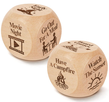 JCHCAMRY 2 Pcs Anniversary Wooden Activity Date Night Decision Dice Decider Valentines Day Gifts for Him Her Christmas Birthday