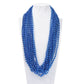 YAXINRUI 33 Inch 7 mm Metallic Blue Bead Necklaces, 15pcs Mardi Gras Beads Bulk Round Beaded Necklaces Costume Necklace for Mard
