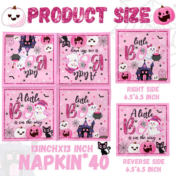 40Pcs A Little Boo Is On The Way Napkin Halloween A Little Boo Is On The Way Baby Shower Decorations Disposable Paper Napkin Pas