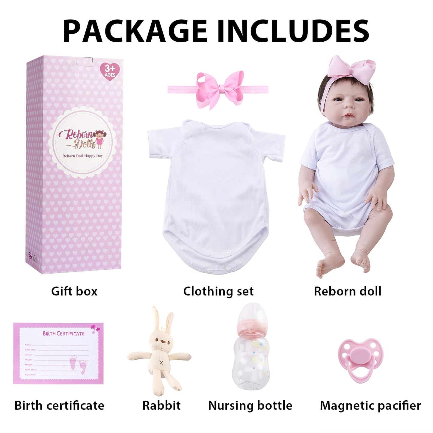Afewd 18'' Lifelike Reborn Baby Doll - Cute Silicone Vinyl Girl With Soft Body, Realistic Handmade Toddler, Weighted Gift