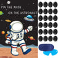 Hxezoc Pin The Mask On The Astronaut Game With 24 Pcs Mask Stickers, Large Astronaut Party Games Poster For Kids Solar System Outer Space Birthday Party School Classroom Carnival Party Supplies