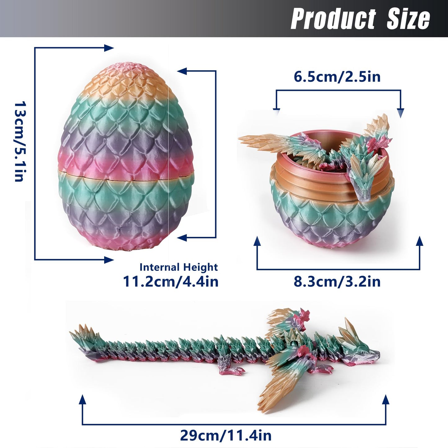 Dragon Egg 3D Printed Dragon Egg Articulated Dragon Crystal Dragon With Dragon Egg Fidget Dragon Egg Toy Executive Desk Toys Adu