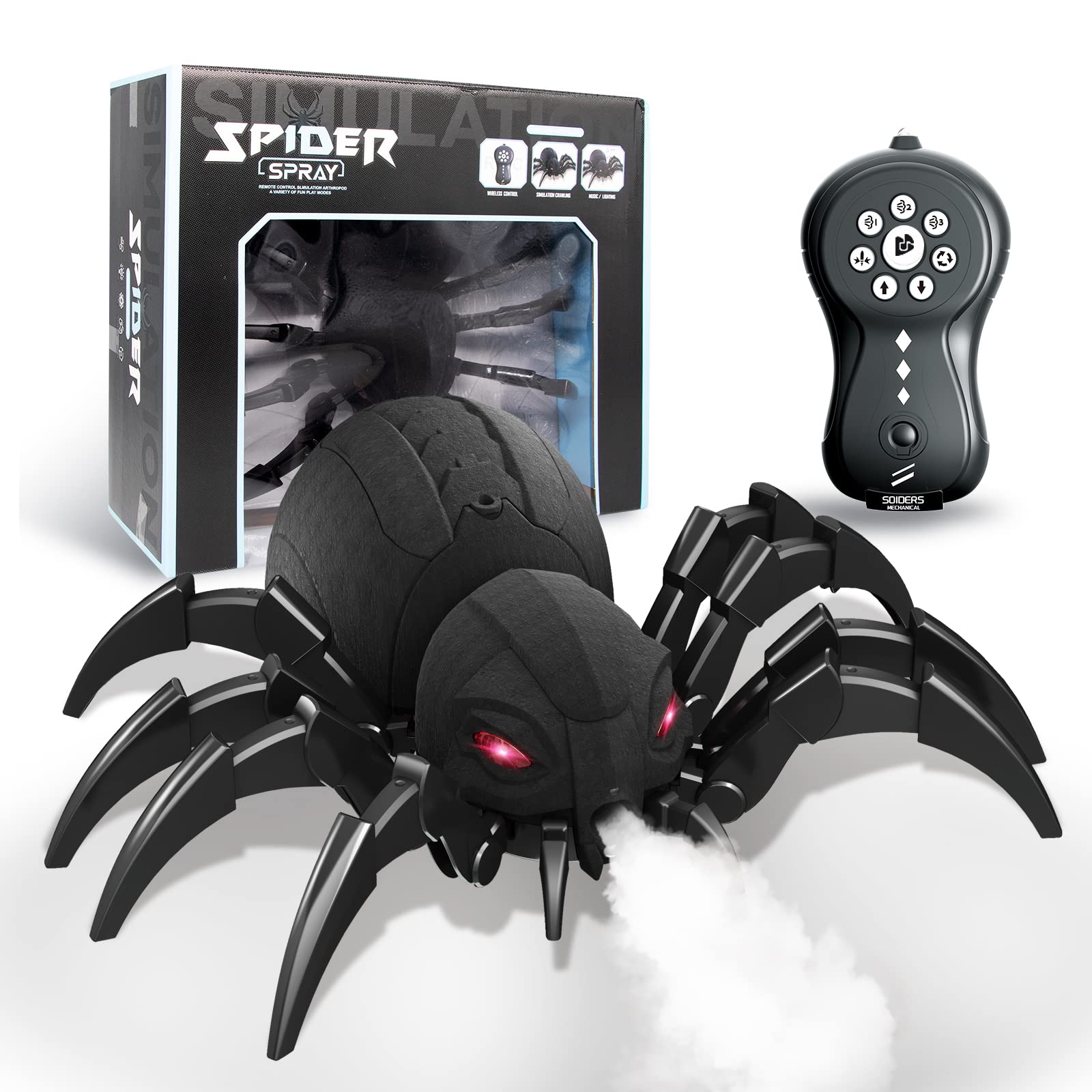 Hamiface Realistic RC Spider Robot, Remote Control Spider Toys with Spray/Light/Music, Gifts for 6 7 8 9 10 11 12 Year Old Boys 