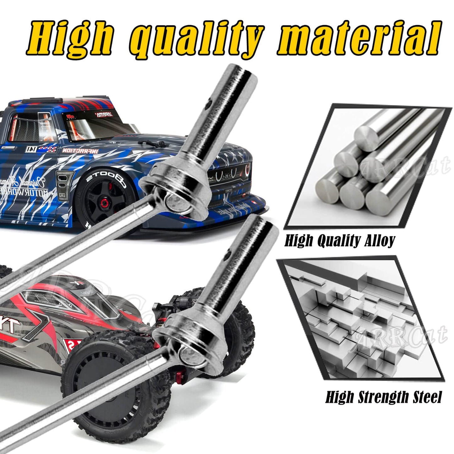 Drive Shaft for Arrma Typhon/Arrma Infraction/Arrma Limitless/Arrma Felony 6s Upgrade Parts, ARRCat 4PCS Front Rear Harden Steel