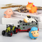 Oriate Farm Tractor Carrier With Cartoon Farm Animals And Playmat, 6 Pack Bath Squirter Silicone Rubber Farm Animal Toys, 47.2” X 31.5” Happy Farm Play Mat, Birthday Gifts For Toddler Baby