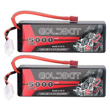 GOLDBAT 11.1V 5000mAh 3S 50C Lipo RC Battery Pack Hard Case with Deans T Connector for E-maxx Axial RC Car Truck Buggy Truggy Ho