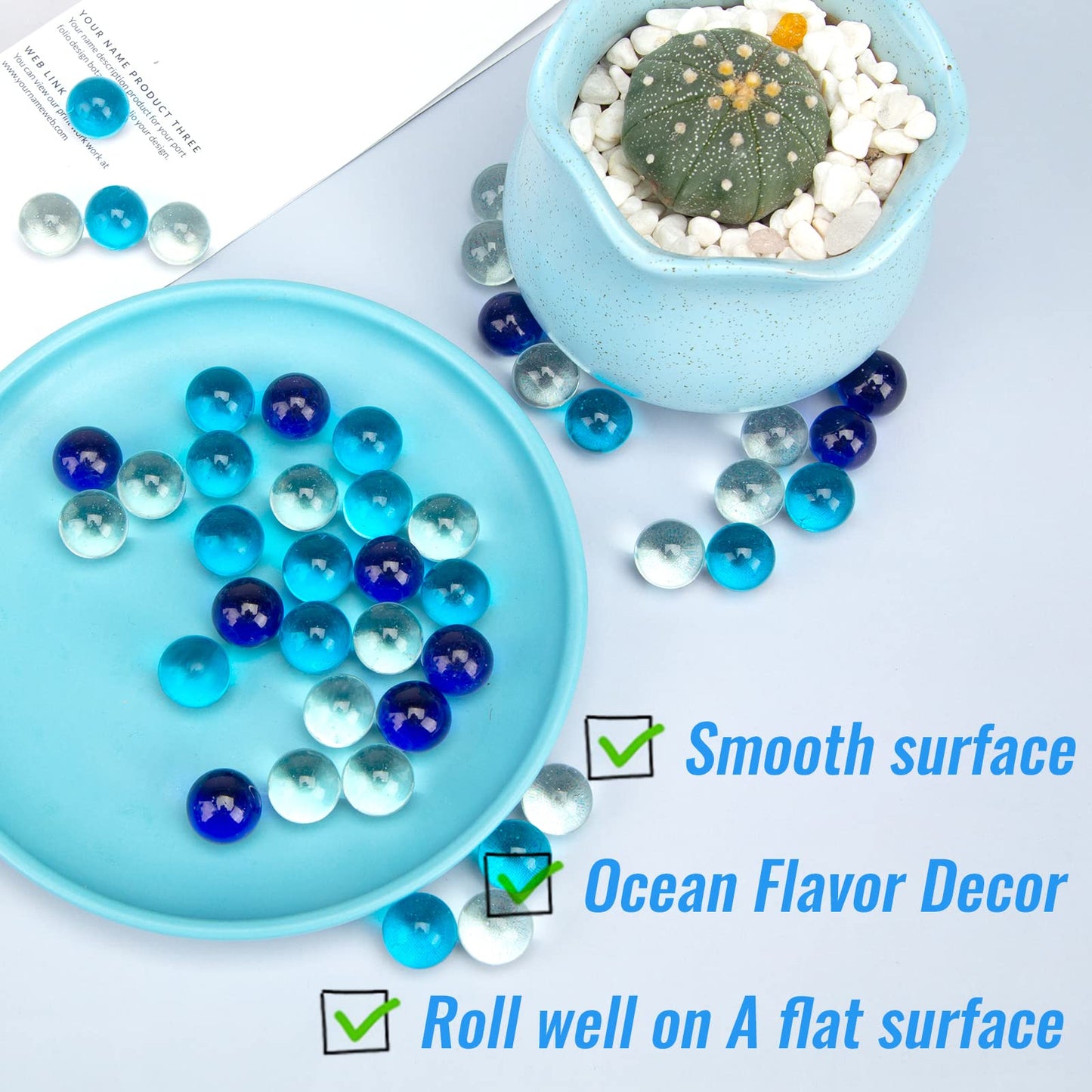 Futureplusx Marbles Bulk, 75 Pcs Glass Marbles Blue Marbles Set Ocean Theme For Kids Marble Run Games Fillers Aquarium Pebbles