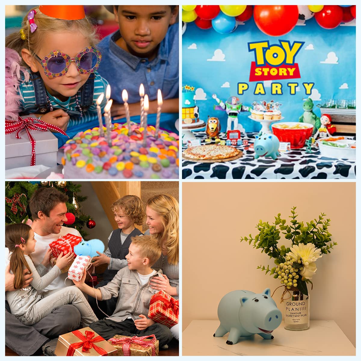 PHOCAS Hamm Piggy Bank Cute Blue Pig Money Box Plastic Saving Coin Box Money Bank for Kids Christmas Birthday Gift with Gift