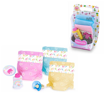 Nenuco - Coloured Diapers - Accessories For Dolls (Famosa 700009027), Assorted Color/Model