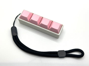 Four-Button Clicky Mechanical Switch Fidget Toy | Stim Toy, Stress Relief, Adhd (White Base, Light Pink Keycaps)