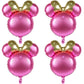 Mikimiqi 4 Pcs Mouse Head Foil Balloons, 24'' Mouse Mylar Balloon For Birthday Party Decorations Jumbo Mouse Head Aluminum Foil Balloons Party Favors Supplies (Pink)
