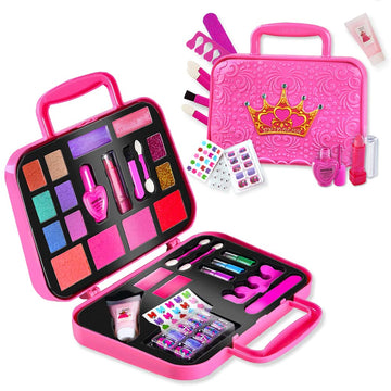 Toysical Kids Makeup Kit for Girl - Real, Non Toxic Kids Makeup kit with Remover, Washable Toddler Makeup Kit - Princess Birthda