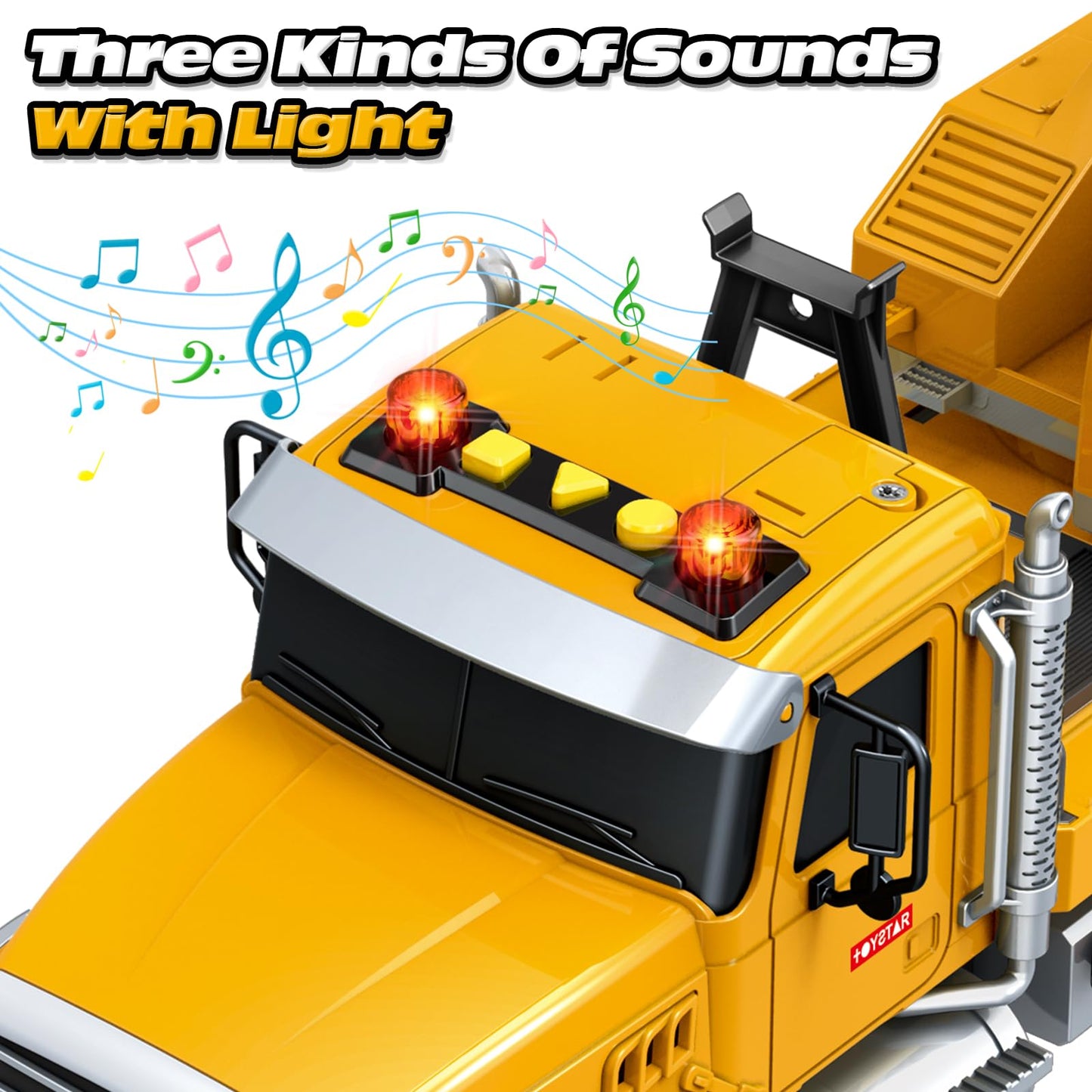 Kids Toys for 3 4 5 6 7 8 Years Old Boys, Crane Truck Toy with Lights, Sounds, Toddler Friction Powered Truck Vehicle Toy for Bo