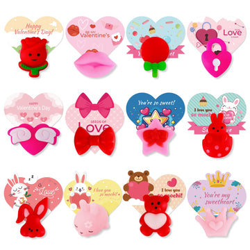 Mgparty 24 Pack Valentine Day Mochi Squishies Toys With Gifts Cards For Kids Kawaii Mochi Valentines Stress Relief Fidget Toys C