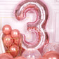 Aule 40 Inch Big Rose Gold 3 Balloon Number Large Foil Helium Number Balloons 0-9 Jumbo Giant Happy 3Rd Birthday Party Decoratio