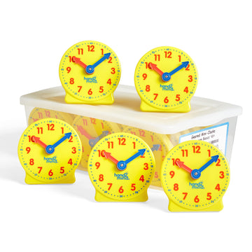 Hand2Mind Mini Geared Clock Classroom Set, Telling Time Clock, Teaching Clocks, Learn To Tell Time Clocks For Kids, Analog Clock For Kids Learning, Classroom Clocks For Students (Set Of 24)