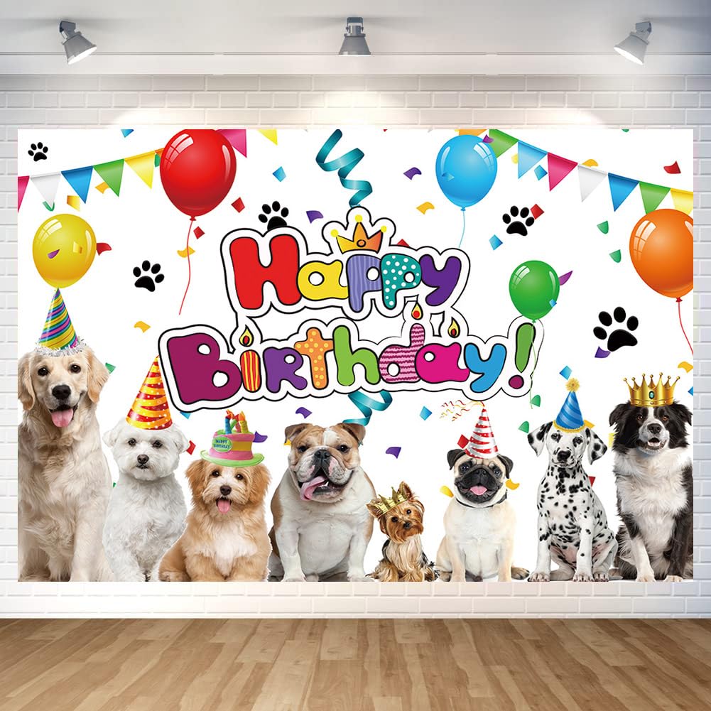Duftgu Dog Birthday Backdrop, Polyester, 70.8 X 47.2 Inch, Includes Backdrop Banner And 20 Feet Long String, For Home Indoor Out