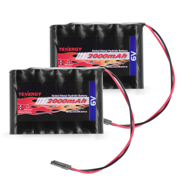 Tenergy 2 Pack NiMH Receiver RX Battery with Hitec Connectors 6V 2000mAh High Capacity Rechargeable Battery Pack for RC Airplane