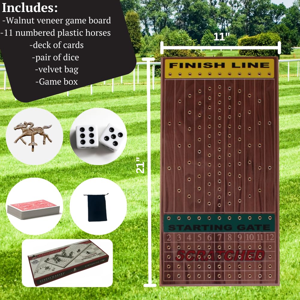 Horseracing Gametop, 2-20 Players, Walnut