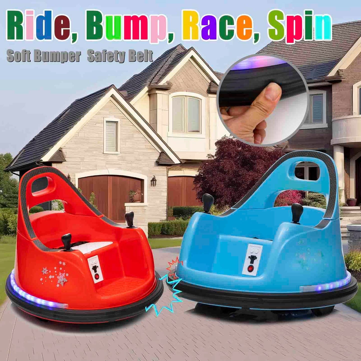 Luibas Kids Ride On Bumper Car For Toddlers, 12V Kids Ride On Toy Car With Remote Control, 2 Playing Modes,360 Degree Spin,Bumpi