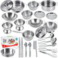 Classic Stainless Steel Kitchen Toys Cooking Utensils Set-Pretend Play Pots Pans Toy Cookware Kits for Kids Cooking Utensil Set 