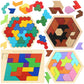 BBTO 4 Pack Wooden Hexagon Puzzle Blocks Geometric Tangram Jigsaw Shape Pattern Block Brain Teaser Toy Russian Blocks Logic Iq Stem Montessori Toy Educational Gift for Intelligence Challenge