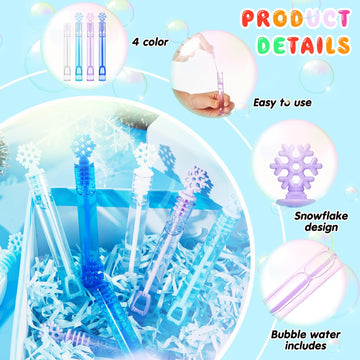 120 Pack Bubble Wands Bulk For Kids Winter Party Favors Snowflake-Shaped Bubble Wands Goodie Bags Stuffers For Birthday Party Su