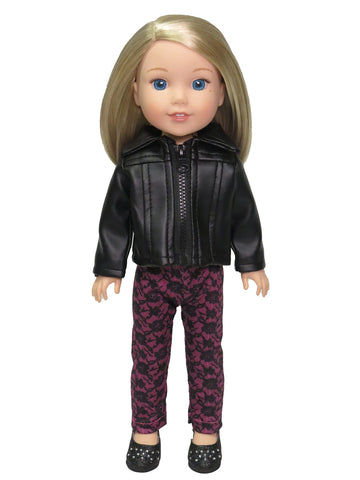 American Fashion World Leather Jacket for 14-Inch Dolls | enhanced Quality & Trendy Design | Dolls Clothes | Outfit Fashions for Dolls for Popular Brands