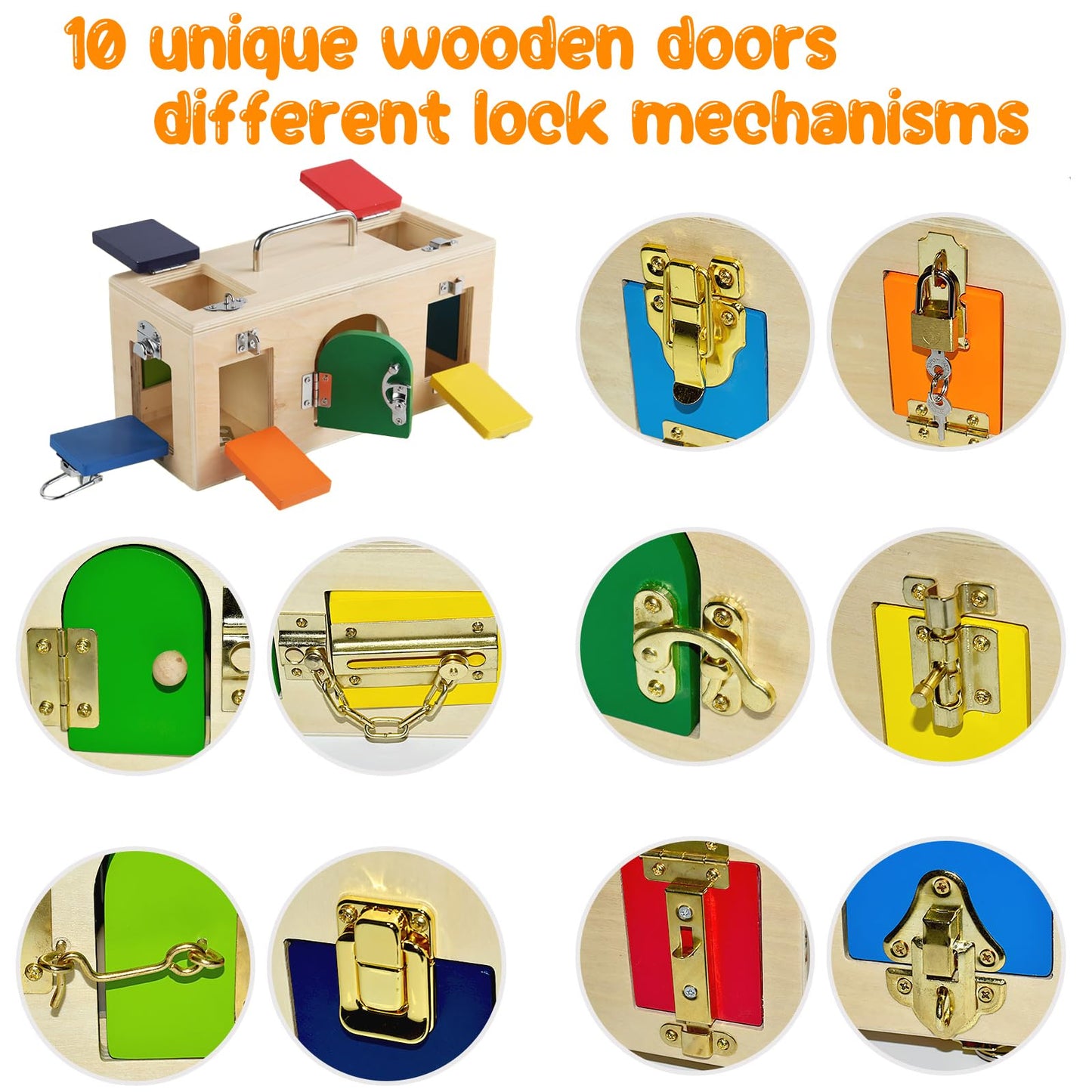 Mickyu Wooden Activity Cube Busy Board For 1-3 Years Old, Montessori Lock Box Learning Toys, Sensory Fidget Toys For Kids With A