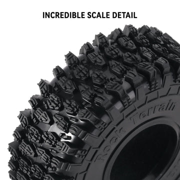 INJORA 1.0 Tires - S5 Rock Terrain Crawler Tires for TRX4M SCX24 AX24 FCX24 Upgrade Parts,64 * 24mm,T1011