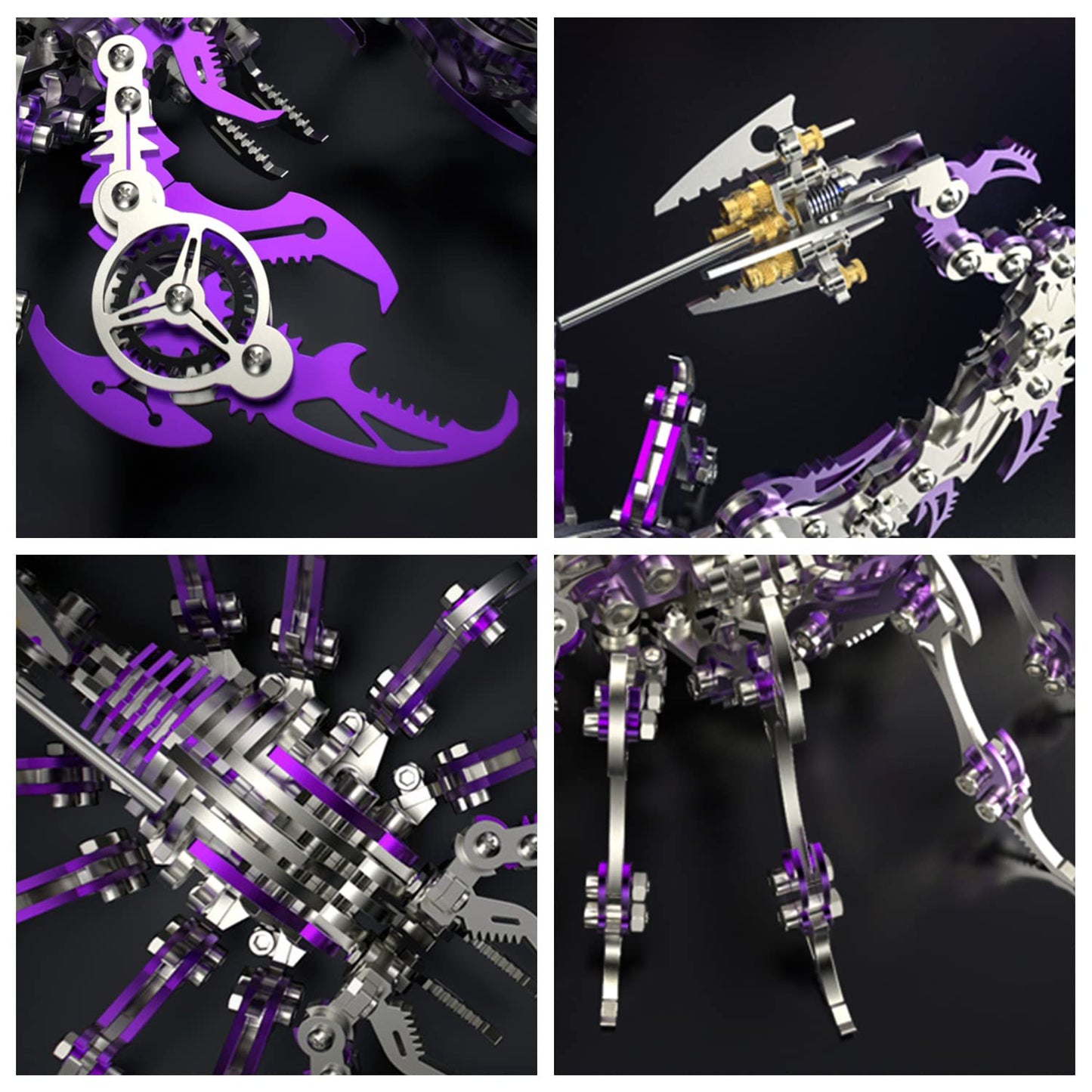 Filaslft 3D Metal Model Kits, Mechanical Scorpion King Purple 3D Metal Puzzle,Steel Warcraft Collection Diy Animal Brain Teasers