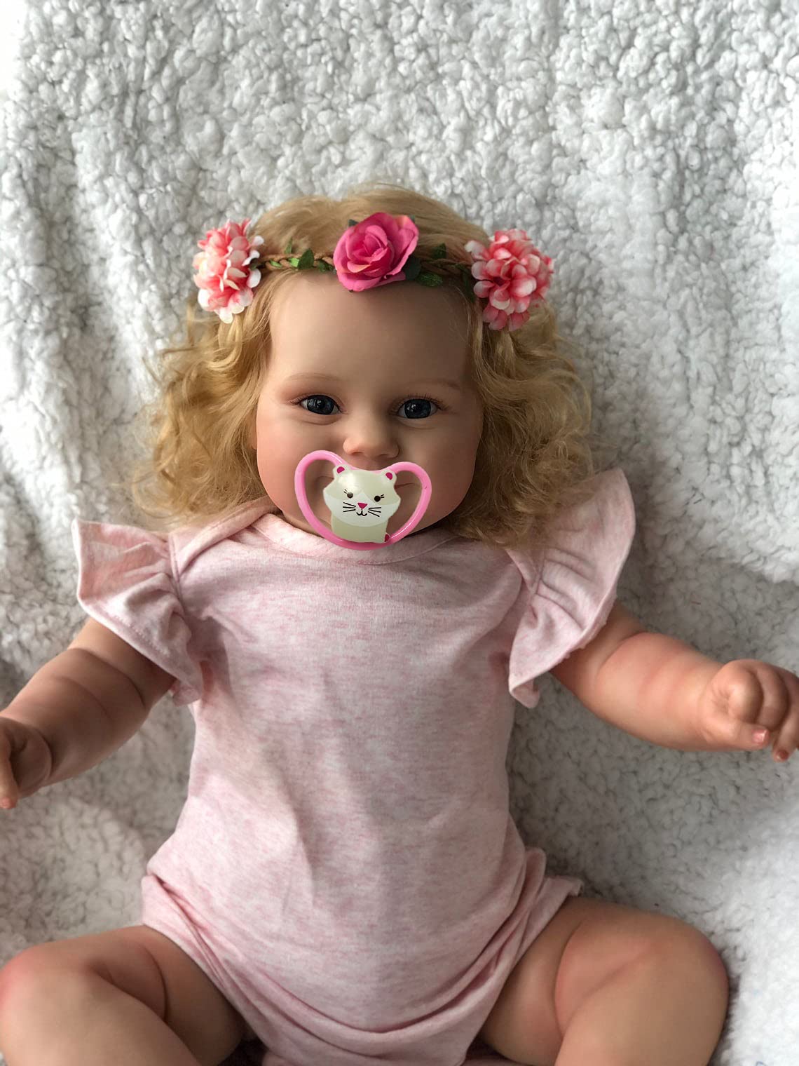 Icradle 20' Realistic Reborn Baby Doll Girl With Rooted Blonde Hair, Silicone Toddler Toy For Ages 3+