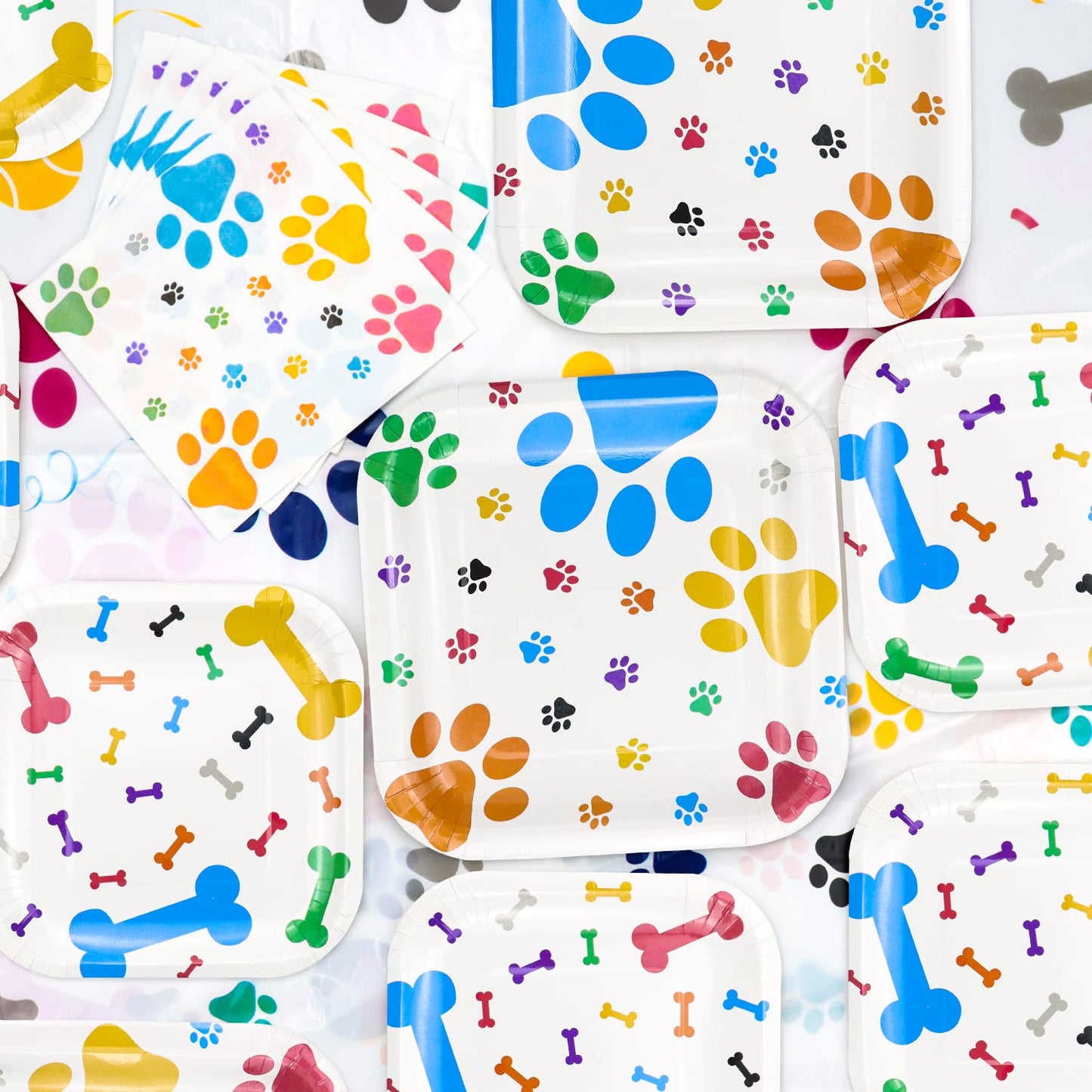 Dog Party Supplies Serve 20 - 81Pcs Plates Napkins Tablecloth Forks Set for Doggy, Kids, Dog Birthday Party Decorations Dog Them