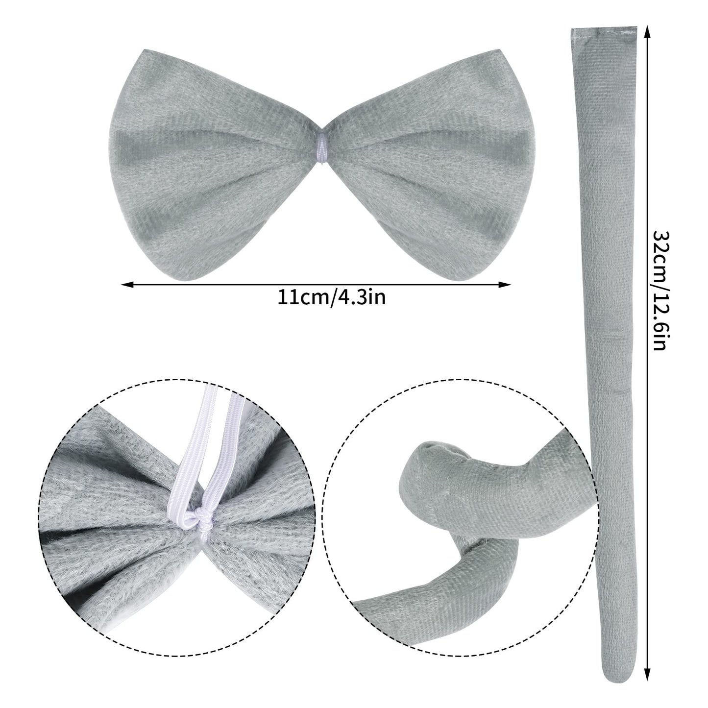 Jmkcoz Gray Mouse Costume Tutu Set, Mouse Ear Headband Bowtie Tail Bow Tie Animal Fancy Dress Costume Kit For Halloween Cosplay
