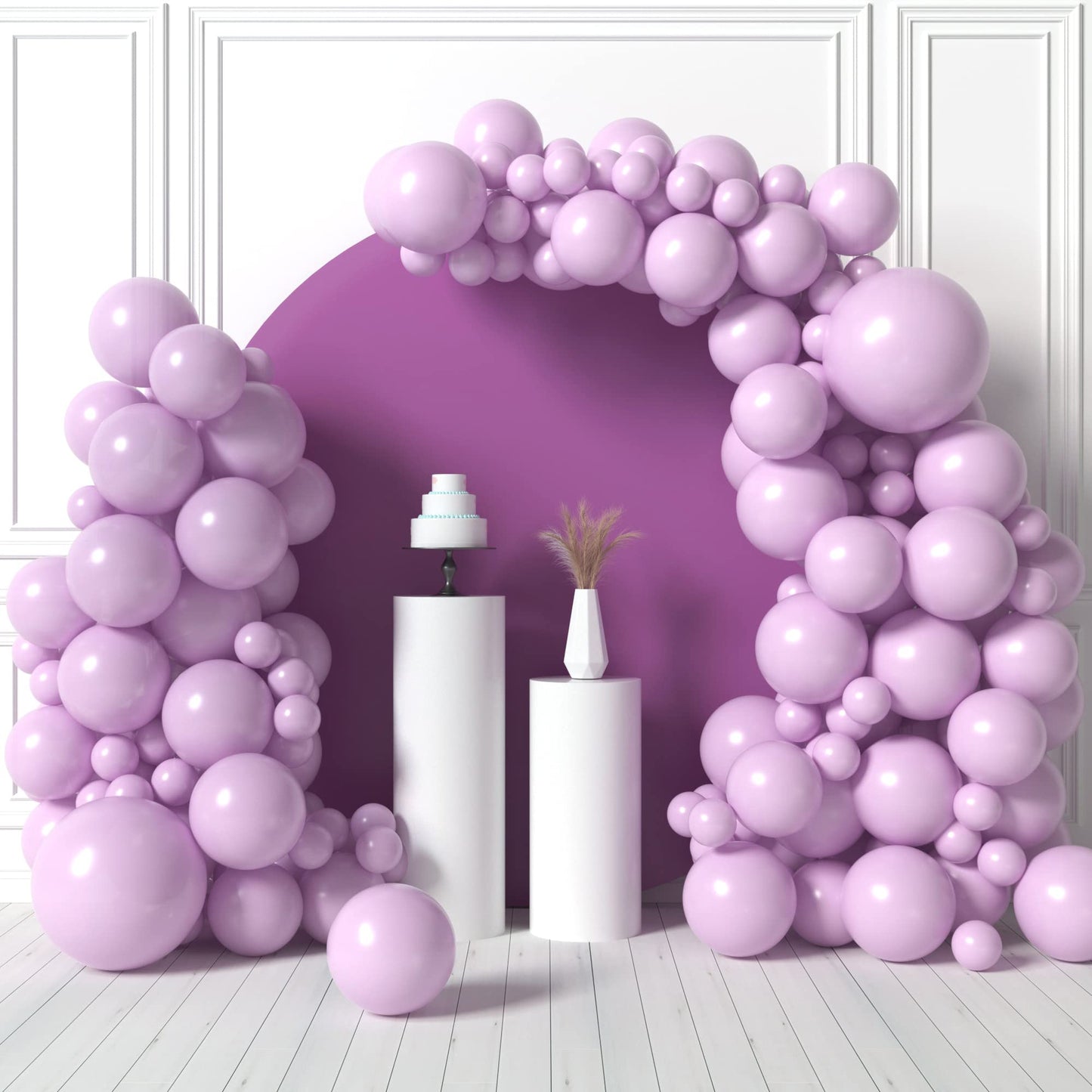 House Of Party Pastel Purple Balloons - Lavender Balloons 5/12/18 Inch, Light Purple Lilac Balloon Garland Kit For Graduation, B