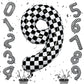 40 Inch Number 9 Balloons For Boys, Checkered Big 9Th Birthday Balloons Decor, Helium Black And White Self Checkered Inflating F