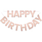 Litaus, Rose Gold Glitter Happy Birthday Banner - Pre-Strung, 9 Ft, No Diy | Birthday Decorations | Happy Birthday Sign For Birt