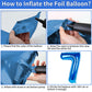 Biapian 40 Inch Blue Number 7 Balloons, Large Number 7 Balloon With 18'' Dark Blue And Silver Foil Heart Shape Balloons Helium F