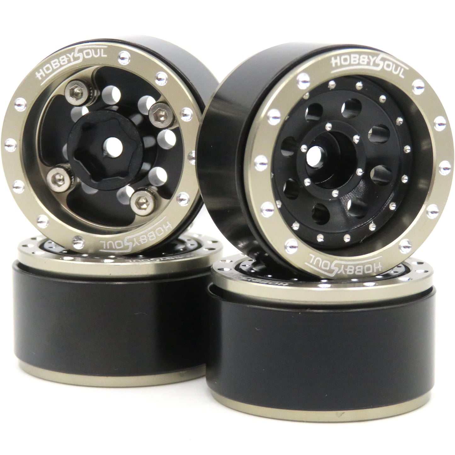 Hobbysoul Adjustable Offset 1.0 Beadlock Wheels Rims For 1/18 Traxxas Trx4M & 1/24 Axial Scx24 90081 Crawler, (4-Pack)