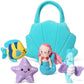 Syhood 5 Pieces Ocean Stuffed Animals Plush Set Include 1 Shell Carrying Bag Toy Set With Small Mermaid Seahorse Starfish Fish Sensory Toy For Boys And Girls Huggable Sleeping Holiday Birthday Gifts