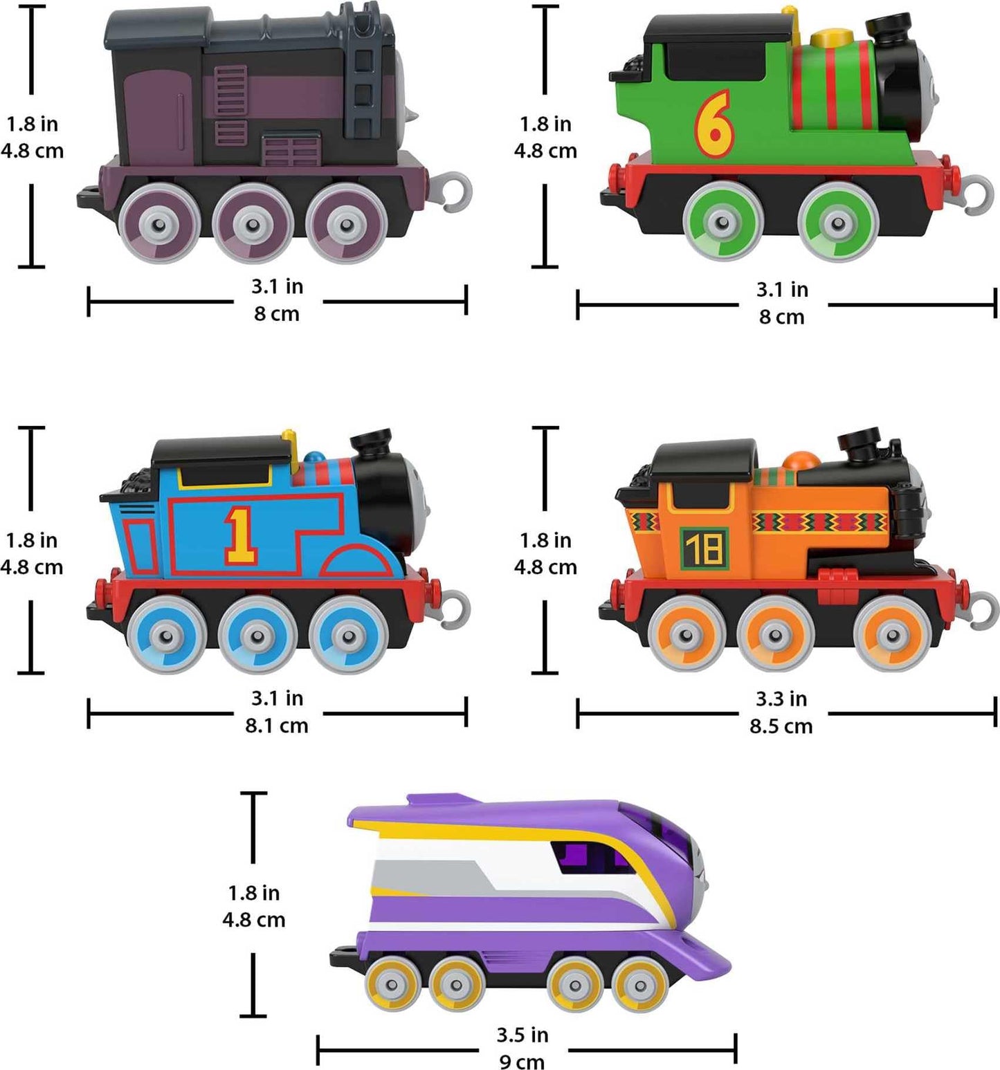 Fisher-Price Thomas & Friends Engine Pack - Set of 5 Push-Along Toy Trains for Kids, Multi Color, Ages 3+ (Model HBY23)