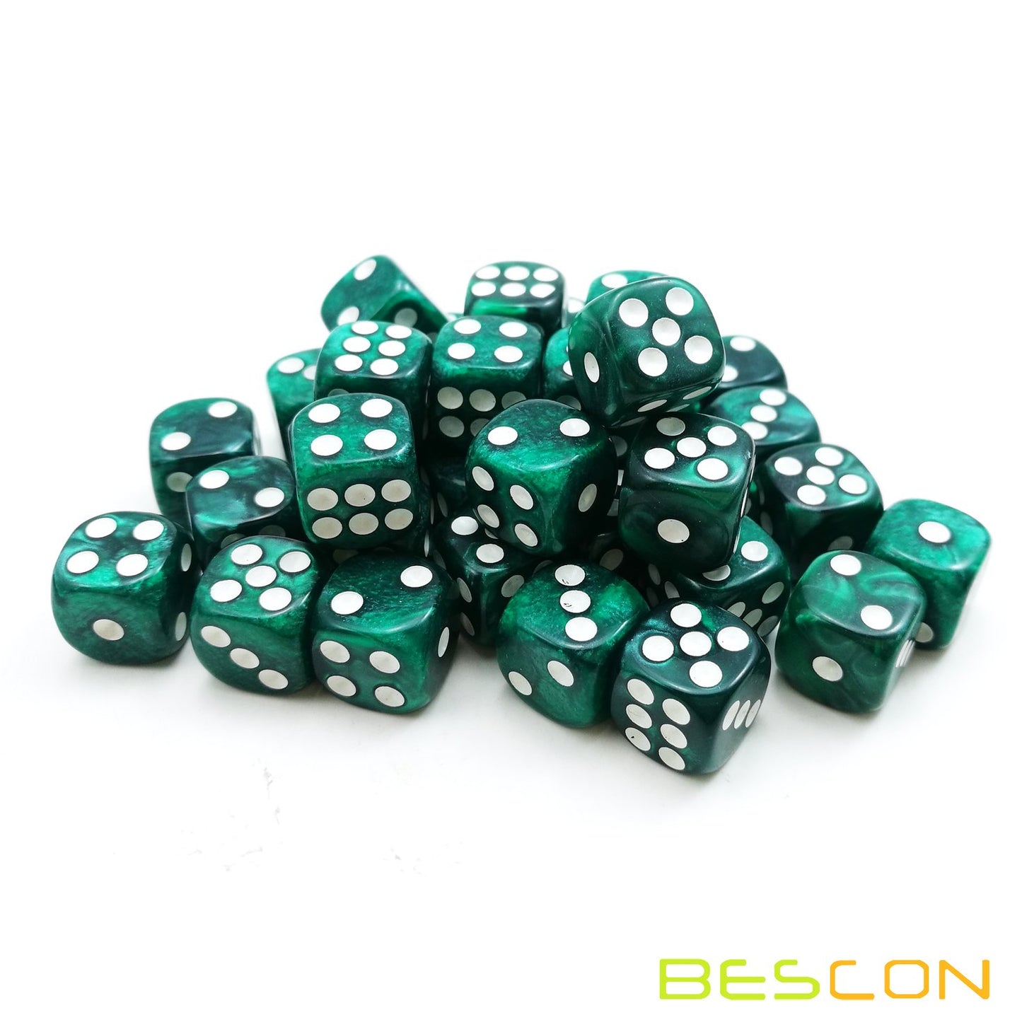 Bescon 12Mm 6 Sided Dice 36 In Brick Box, 12Mm Six Sided Die (36) Block Of Dice, Marble Green