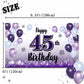 LASKYER Happy 45th Birthday Decorations,45th Purple Balloon Large Birthday Banner Backdrop Sign,45 Years Old Bday Party Supplies