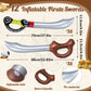 Cunhill 14 Pcs Pirate Party Set Birthday Pirate Party Decoration 1 Pc Funny Inflatable Pirate Ship Drink Cooler 1Pc Blow up Treasure Chest 12 Pcs Kid decorative replica blade for Supplies Beverage Serving Container Pool