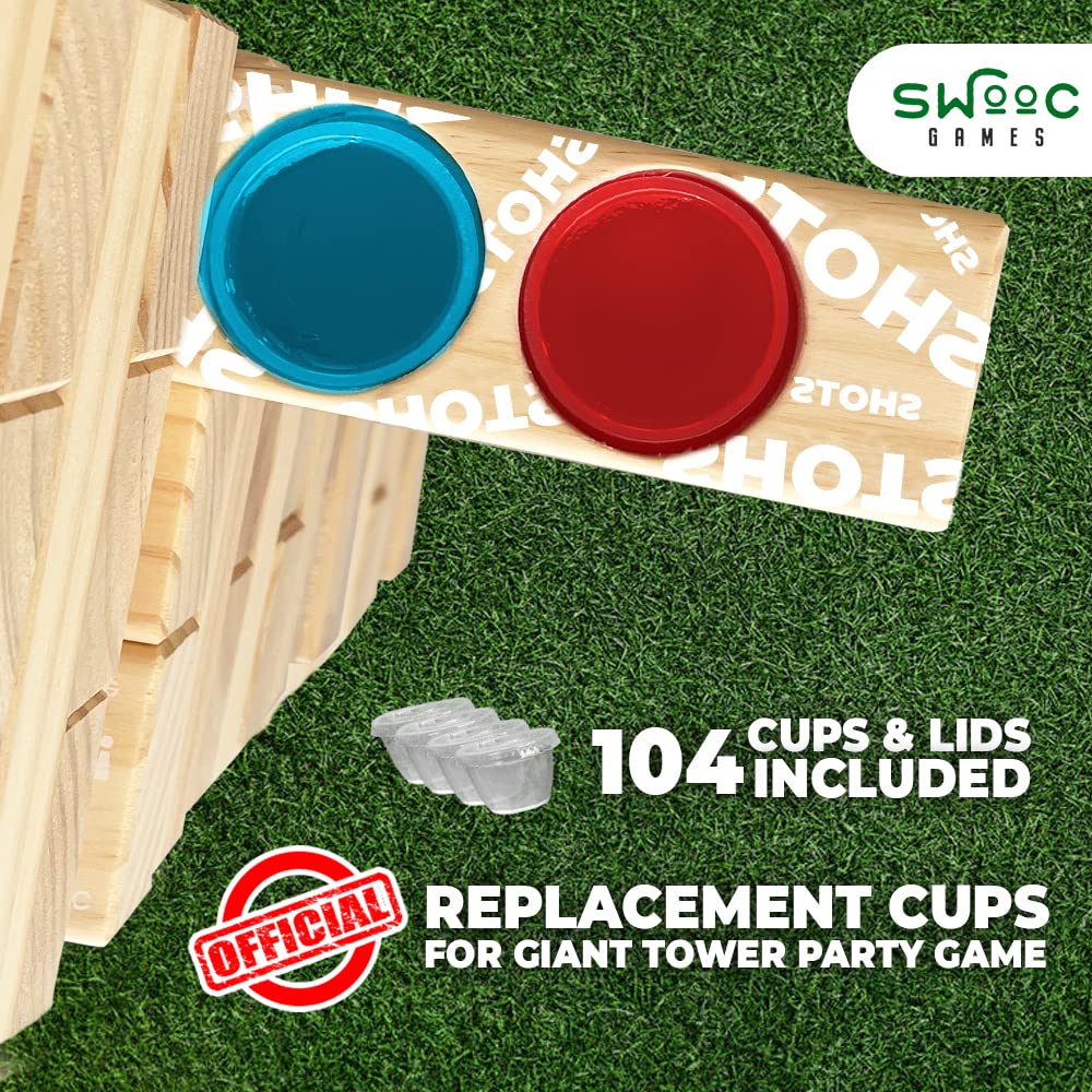 SWOOC Games - Giant Tower Party Game Cups with Lids (Extra Cups Only - 105pc)