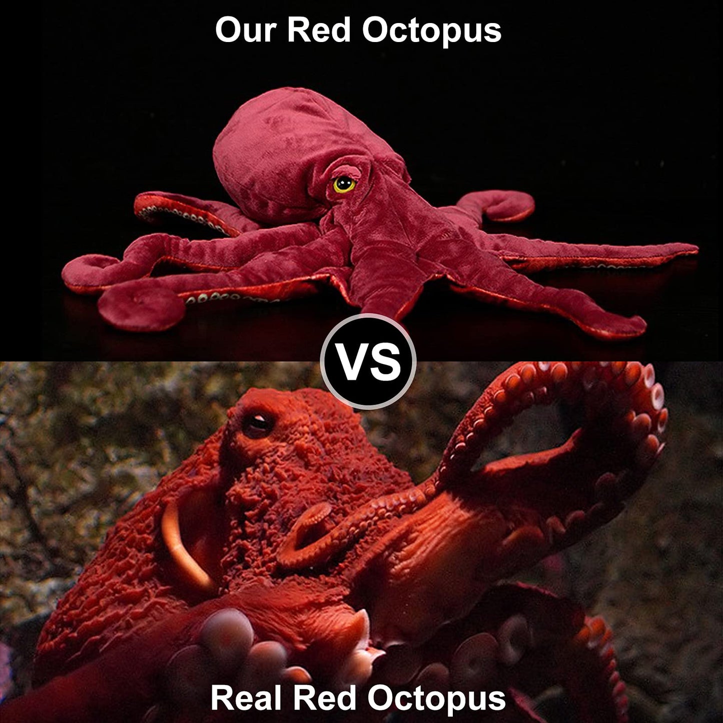Zhongxin Made Simulation Octopus Plush Toy -Red Soft Real Life Octopus Stuffed Animal Toys, Lifelike Deep Sea Creeping Animal Octopuses Plush Toys For Children Boys Girls (18 Inch)