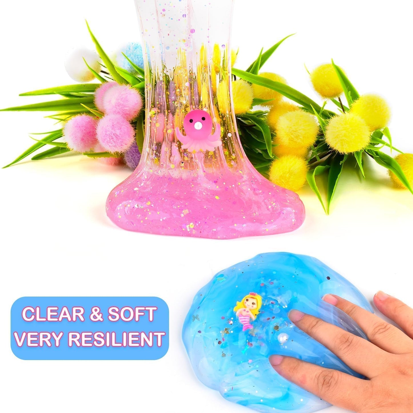 3 Pack Clear Slime, Crystal Slimes, Includes Cute Slime Charms, Scented Slime Kit Party Favors For Girls Boys, Super Soft Slime