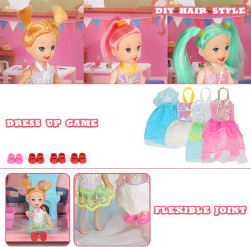 Doll House, Dream Dollhouse For Girls Pretend-Play Diy Dollhouse Kit - 4-Story 11 Rooms Playhouse With 4 Dolls Toy Figures, Furn