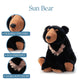The Petting Zoo Sun Bear Stuffed Animal Plushie, Gifts for Kids, Wild Onez Rainforest Animals, Sun Bear Plush Toy, 12 inches